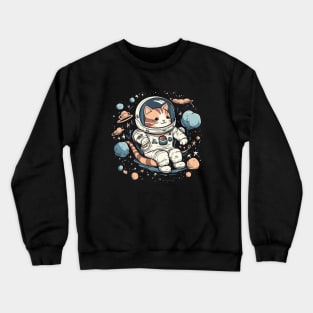 Cute Astronaut Floating In Space Crewneck Sweatshirt